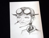 Untitled Unit 9 Pilot 5x7 original pencil drawing - bryancollins