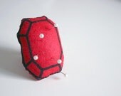 Pin cushion ring - Ruby (screen printed)