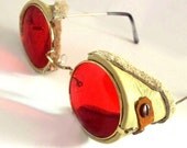 Red Motorcycle Goggle Glasses  - A Steampunk Riding Costume Accessory