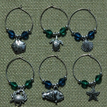 Sea Life Wine Glass Charms