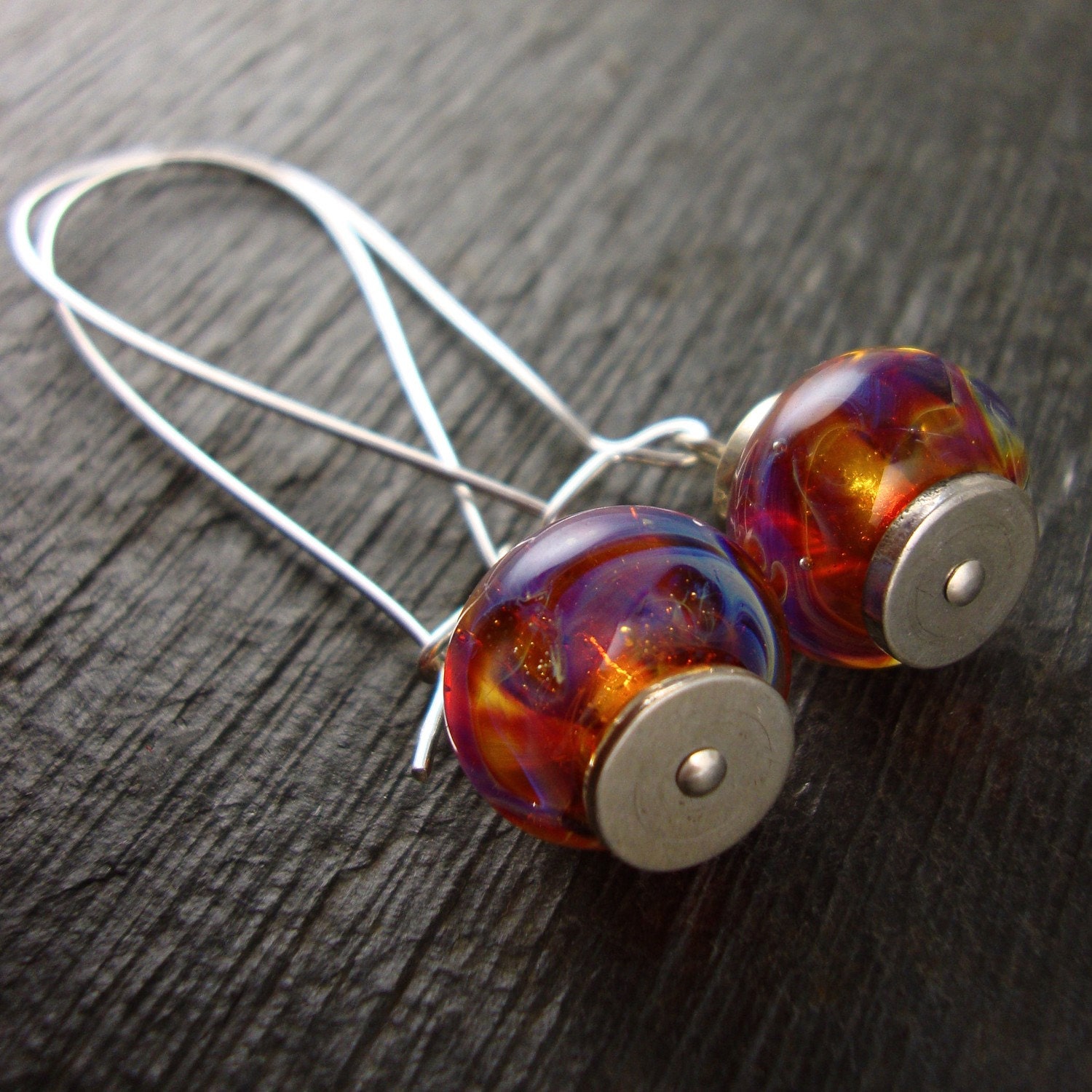 Lampwork Glass Earrings - Sterling Silver - Red Earrings