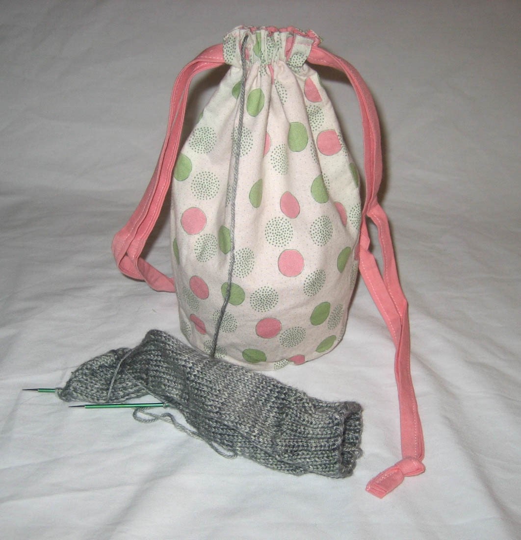 Sock Drawstring Bag, Pink/Mint