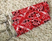 CLEARANCE SALE Red Bandana Skulls Fabric Keychain Fob - SugarKitty