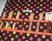 DPN Knitting Needle Roll, Dots on Black