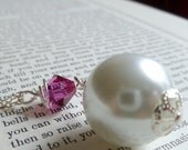 Custom Birthstone Necklace w Large Pearl