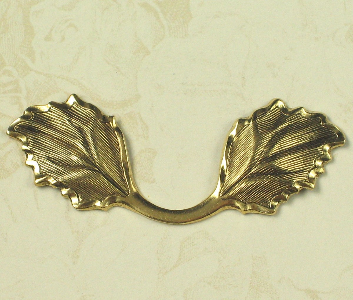 3 Antique Gold Large Leaf Leaves Embellishment Altered Art 775
