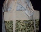 Allyn Tote with Palm Fronds and cream canvas fabric
