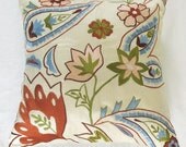 Cream sand paisley embroidered throw pillow cover 18 inch