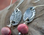 fine silver blossom earrings with coral beads