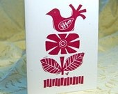 Bird and Flower Letterpress Note Pack