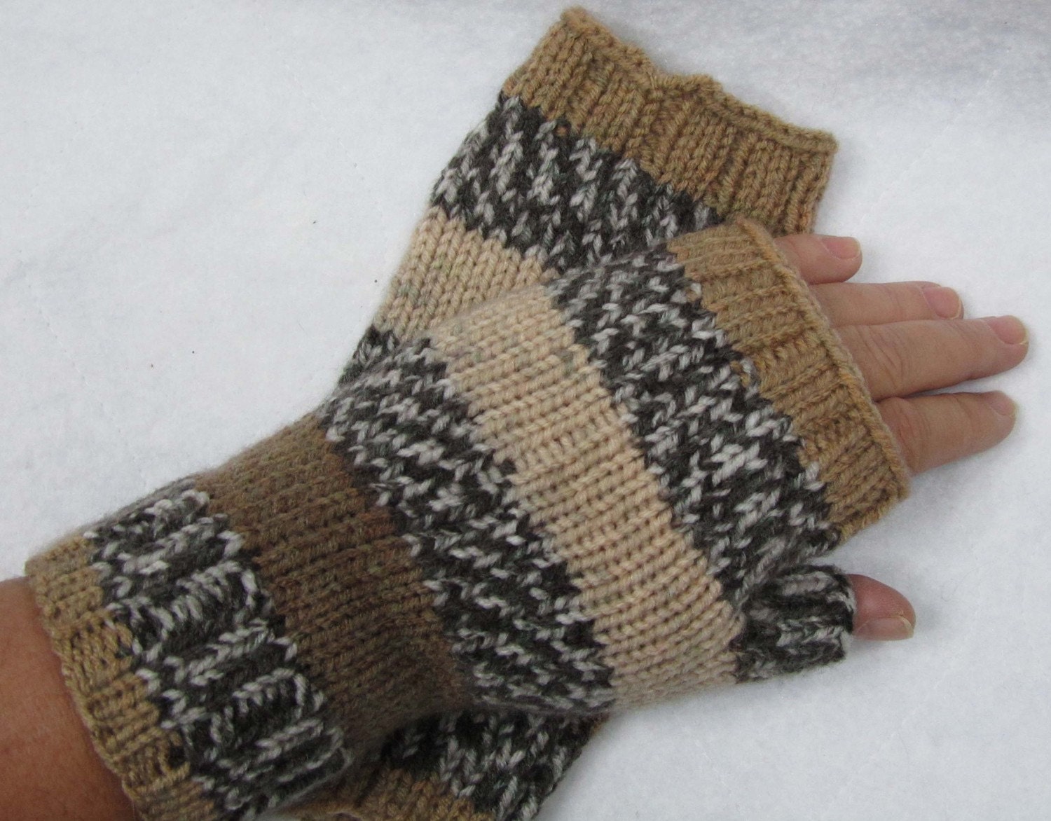Hand Knitted Wrist Warmers Fingerless Gloves  Shipping Included