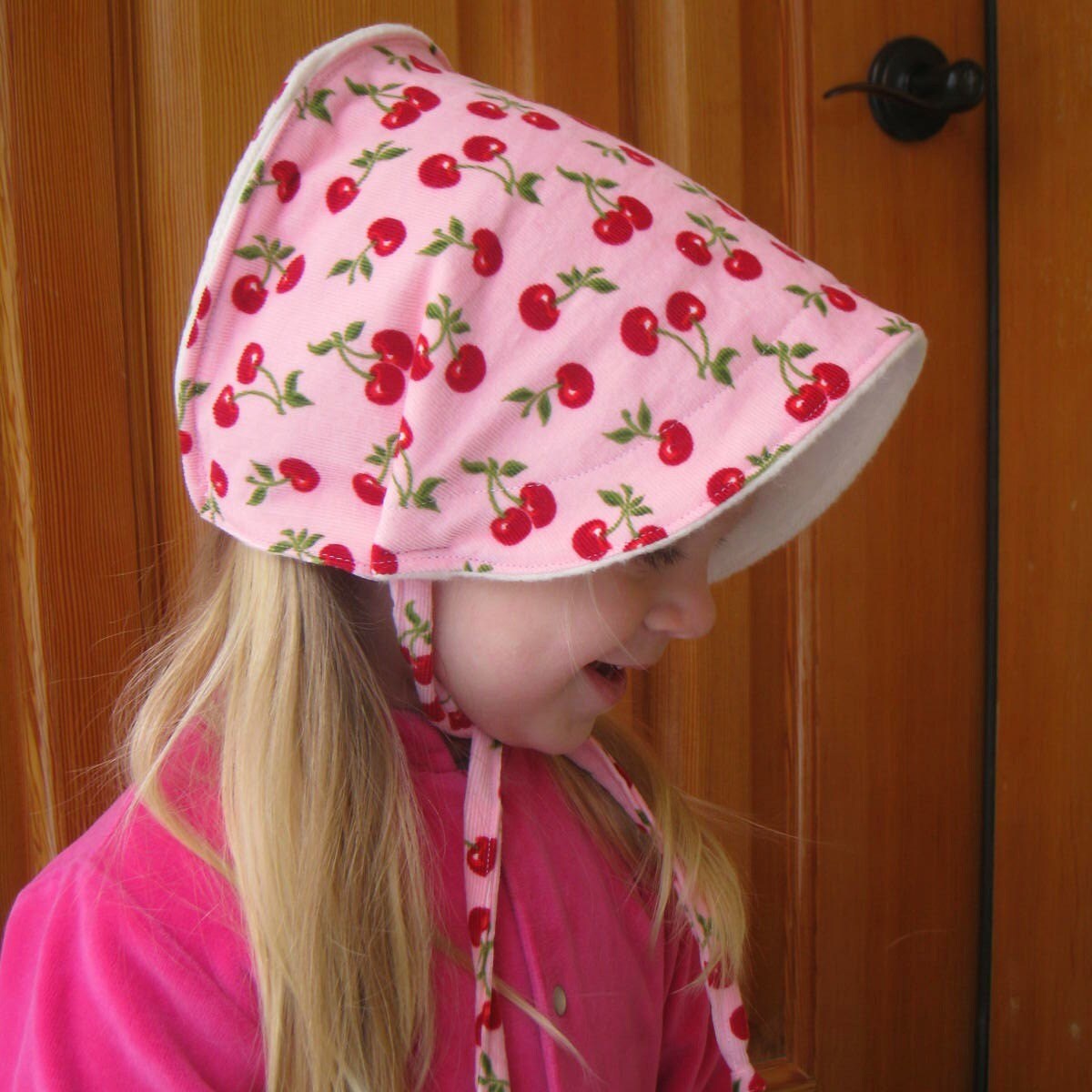 SALE Organic Fleece and Corduroy Winter Bonnet size 6 to 12 months -Ready to ship