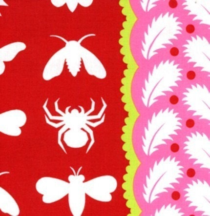CLEARANCE  1 yard of Jane Sassaman -Home Decor weight - Prairie Gothic - Night Life in Strawberry
