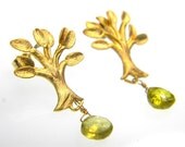 Green Garnet Earrings on Tree posts - Isadora Earrings