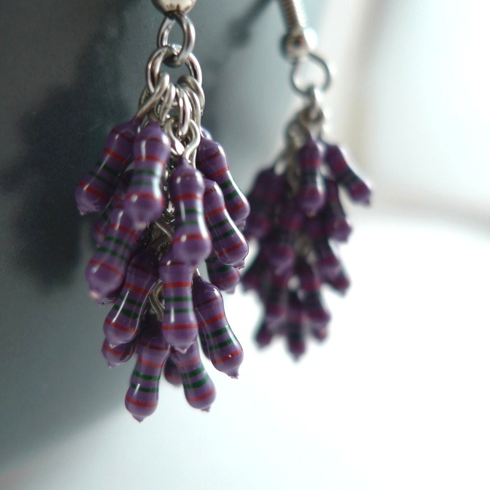 Purple bunches resistor earrings