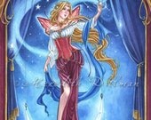 Moon & Star Fairy art 13x19 Giclee Fairy Tale print - Illura