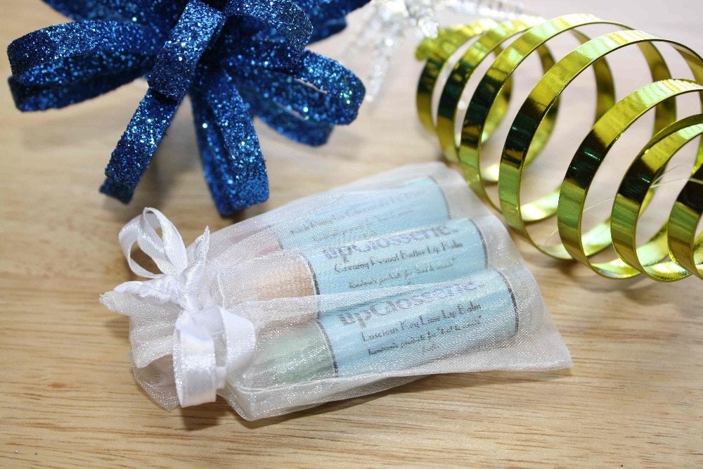 Vegan Lip Balm Trio in Organza Bag - You Choose the Flavors - Great as Gifts or Stocking Stuffers