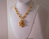 Handmade Citrine and Pearl Necklace by MixedMediaDesigns1