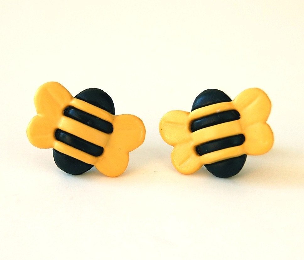 Bee stud earrings. Fun, Him, Her, Cute, kawaii, animal jewelry