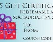 So Claudia Gift Certificate Twenty Five Dollars