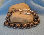 Copper Link Bracelet Silver Heavy Chunky Round Sterling Link Bracelet Autumn Colored Mixed Metal Link Bracelet JJDLJewelryArt