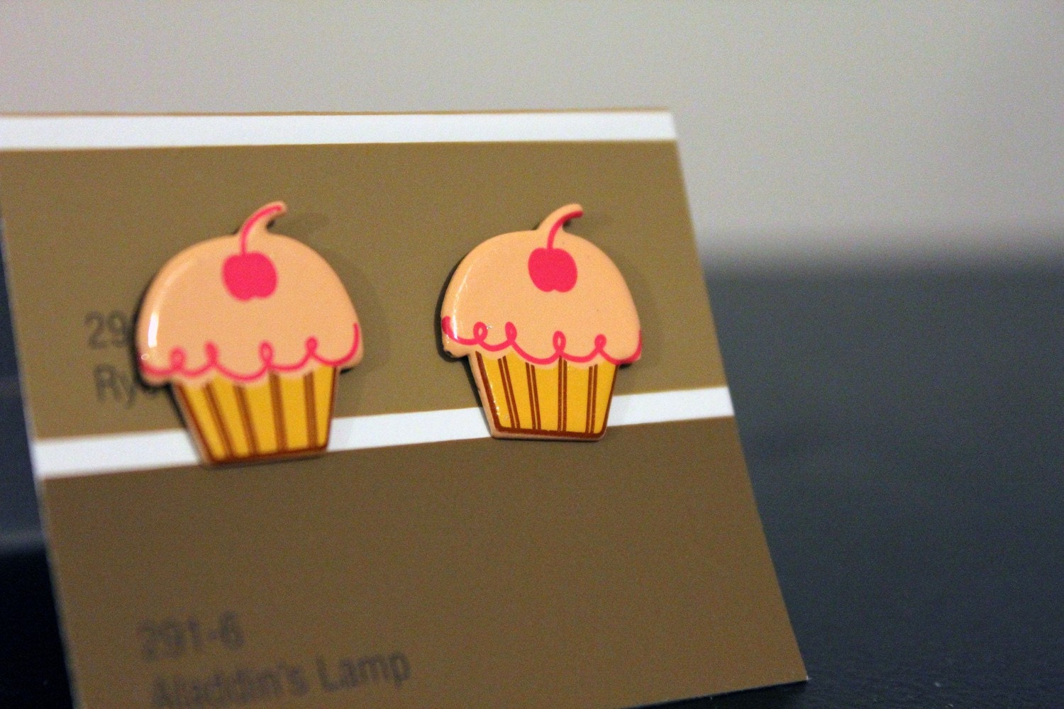 Yellow Iced Cupcake stud earrings