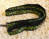 SALE Black with Lime Green Leopard Print Dog Leash 5 Foot