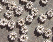 10 Bali Sterling Silver Daisy Spacers - 4mm Bright -  LOW SHIPPING