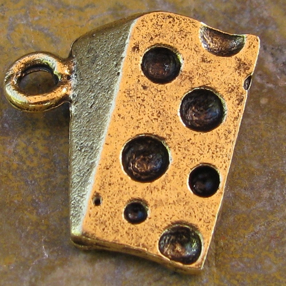 6 Antique Gold Brass Jewelry Cheese Wine Glass Charm 52