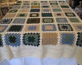 Earth Tones Crochet Granny Square Afghan