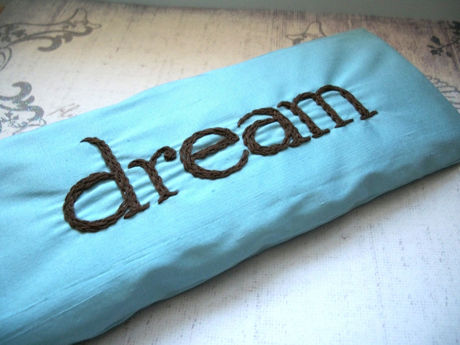 Lavender and Flaxseed Hand Embroidered Eye Pillow by Dolce Dreams