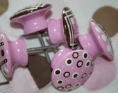 Pink, Brown,White Polka Dots and Stripes Nail Cover or Knobs