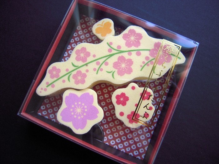 Discontinued-Traditional Japanese Style Foam Rubber Stamp- Weeping Sakura (Weeping Cherry) Set of 4