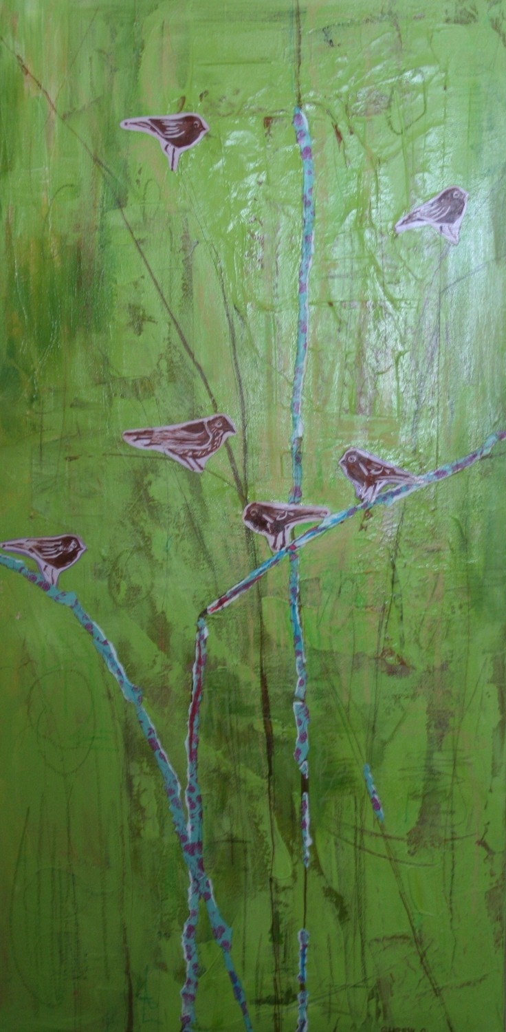 Birds on Lime 18x36