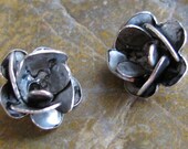 Brass Flower Rose No Ring Jewelry Finding Antique Silver 630 - 6 Pieces