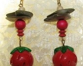 Strawberry Dangle Pierced Earrings