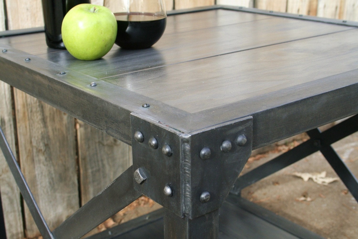 Handmade scrap metal industrial table