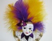 Mardi Gras Mask Purple and Gold with Braid Pin