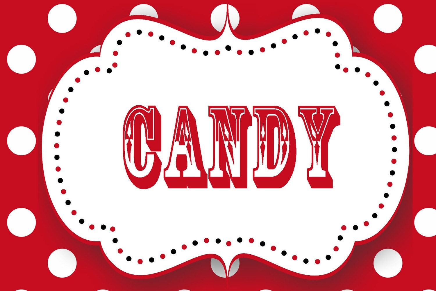 10 Red and White Polka Dot Candy Buffet Labels Il_170x135