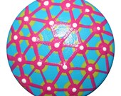 Neon Blue, Hot Pink, Lime Green and White Polka Dot Wine or Bottle Stopper