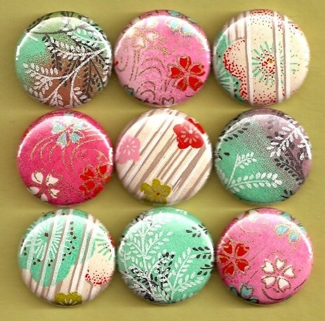 One Inch Magnet Set - Japanese Flowers