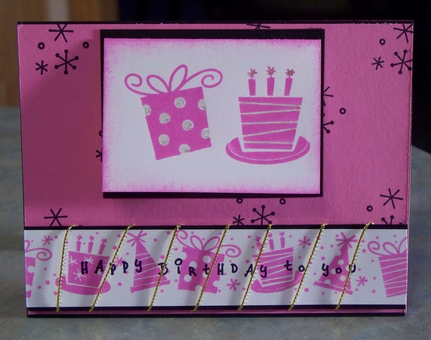 Let's Party Birthday Card, Stamped Art
