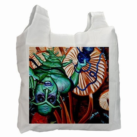 RW2 Alice in Wonderland Recycle Tote Bag Mad Hatter Caterpillar