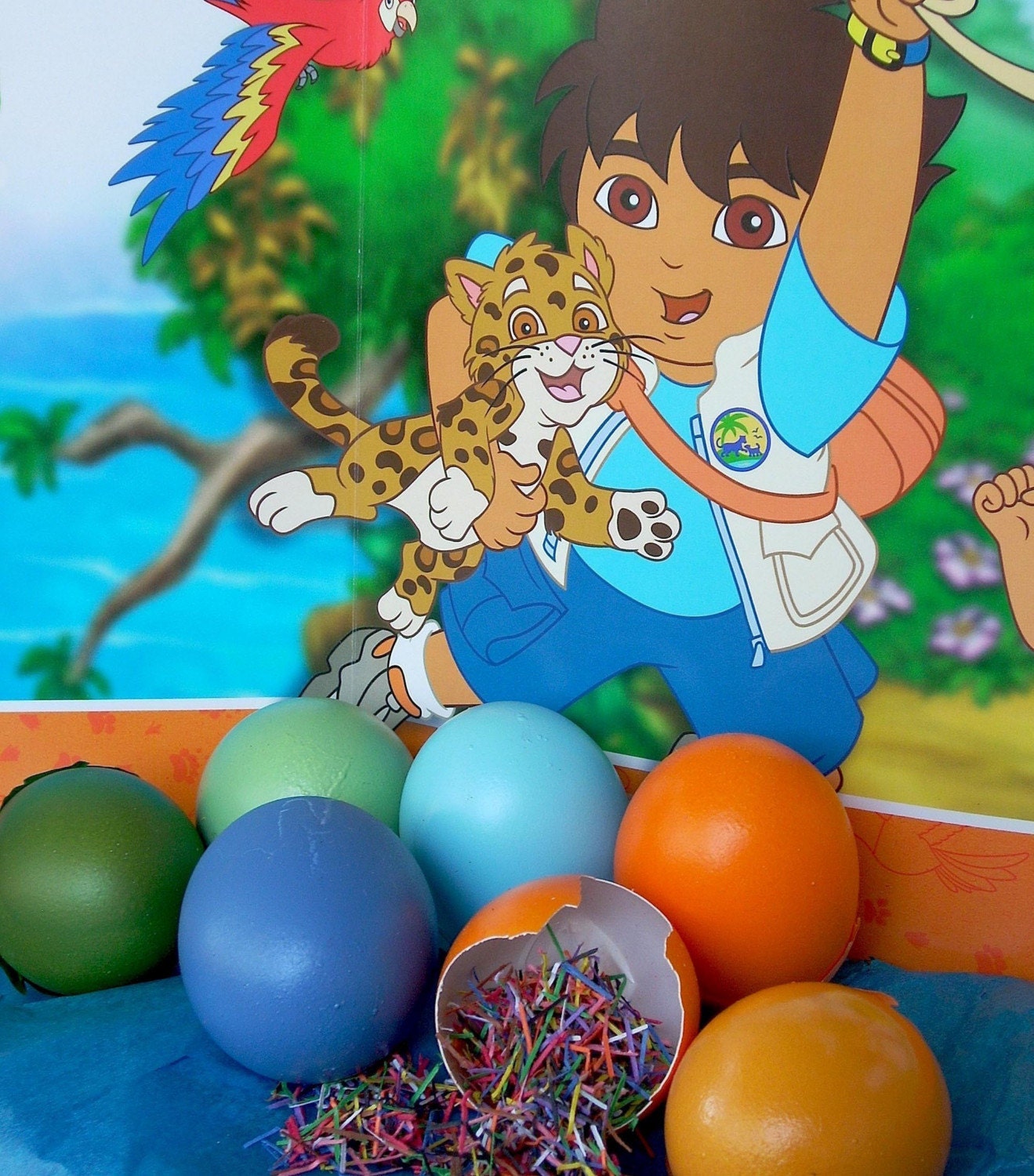 Cascarones (Confetti Eggs), FIVE DOZEN, Go Diego Go Colors, for a Birthday Celebration