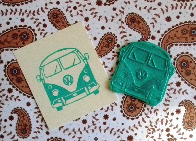 VW bus front clear polymer rubber stamp