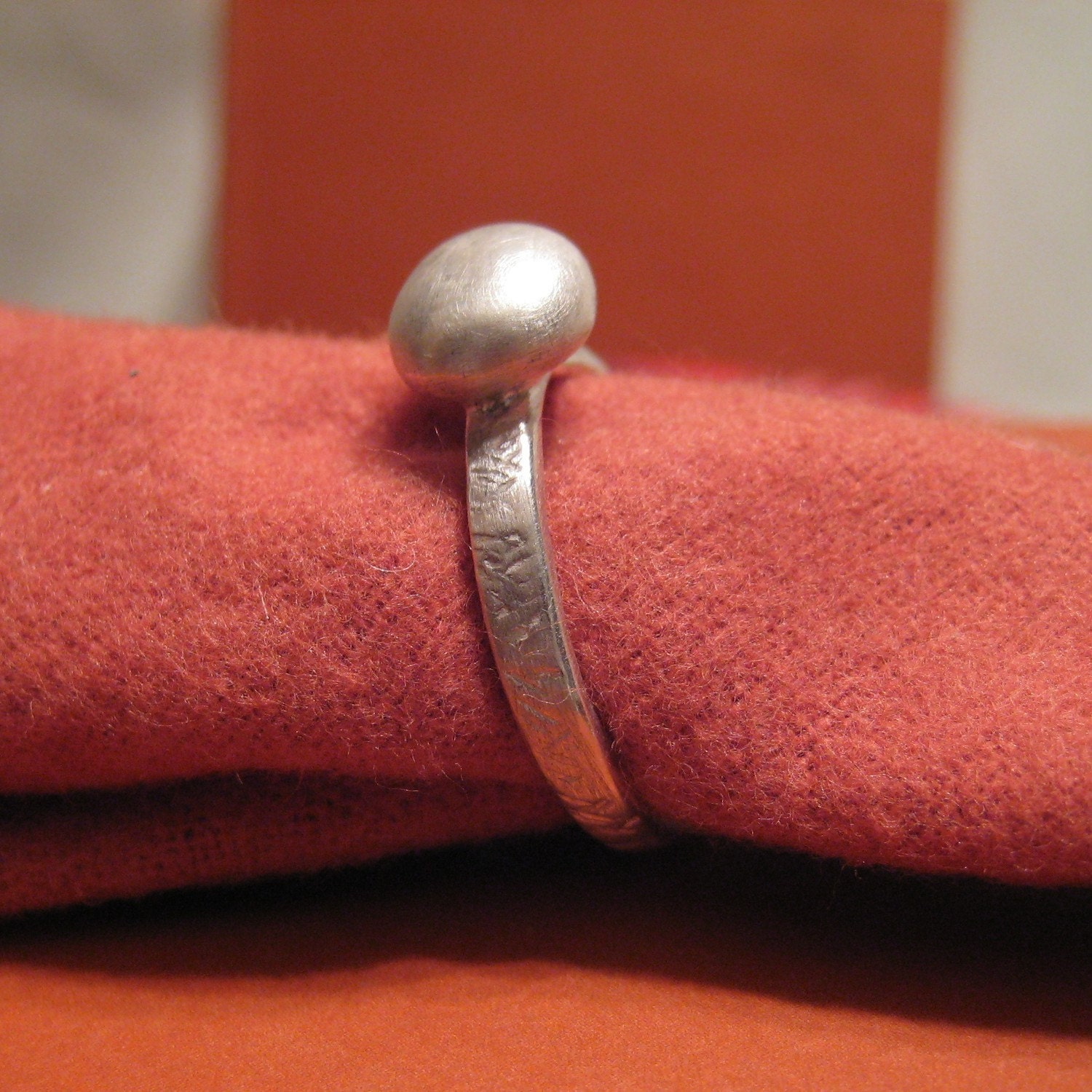 Pearl Engagement Ring Silver Nugget Art Deco Vintage Style White Matte Platinum Luster Precious Stone Offbeat Alternative JJDLJewelryArt