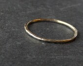 Simple Solid Cast  14K White, Yellow or Russian Red Gold Stacking Ring . Made To Order, Any Size - Smooth or Hammered Finish