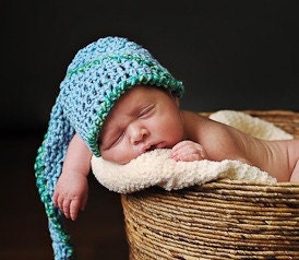 A Star is Born...Spiral Stocking Cap for Newborn in Sky Blue