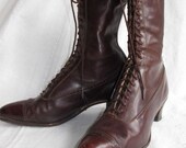 Elegant Victorian c1890 Brown Leather High Laced Boots