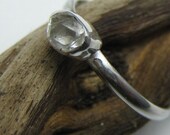 Sparkly Clear Herkimer Diamond Ring Set in Fine Silver
